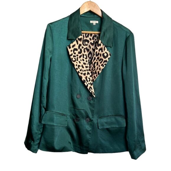 JODIFL Green and Leopard Blazer Size Large - Picture 1 of 7